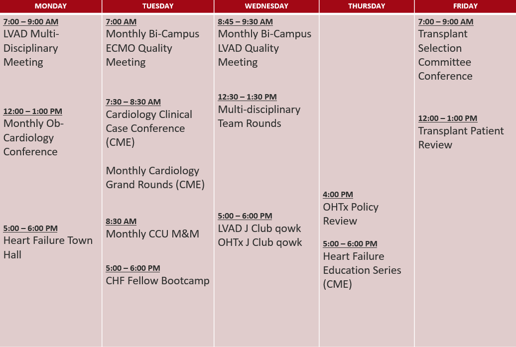 Sample AHF conference schedule
