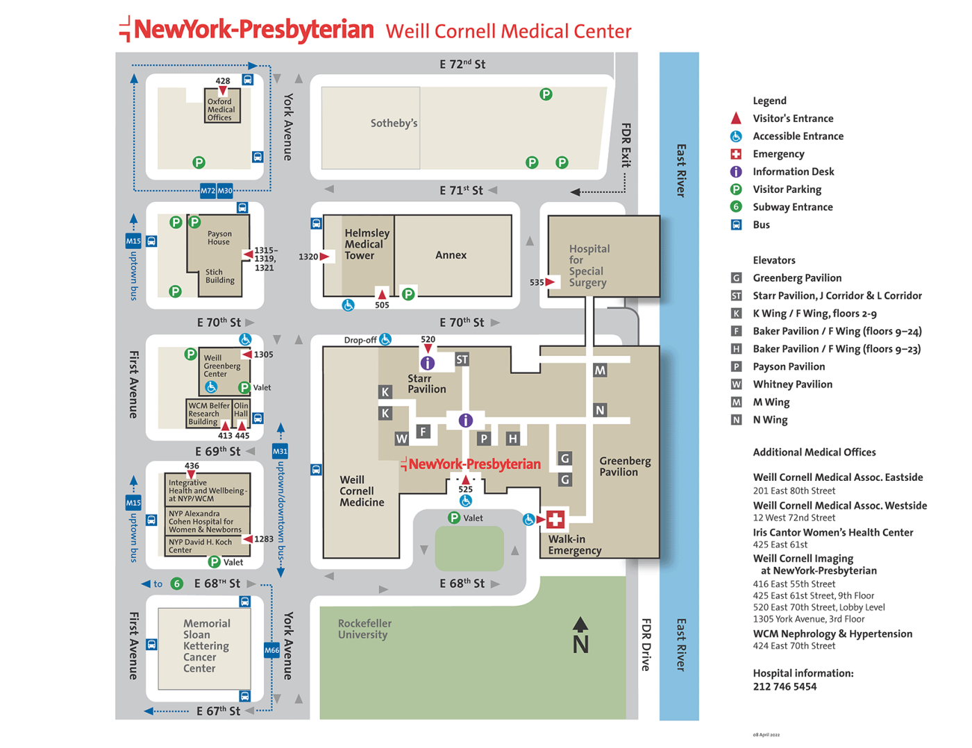 Map of area surrounding hospital